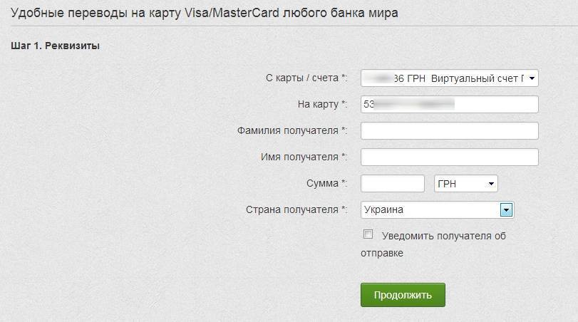 Переказ грошей із картки на картку | sendmoney – грошові перекази по україні