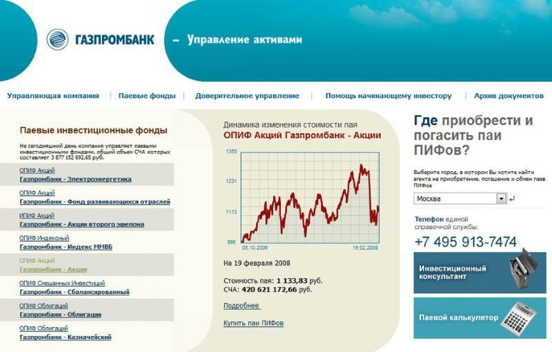 ПИФ Газпромбанка Управление активами