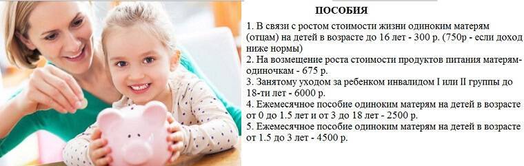 Мать одиночка - трудовые, социальные, налоговые льготы и пособия.  выплаты матерям одиночкам в 2021 году в россии.
