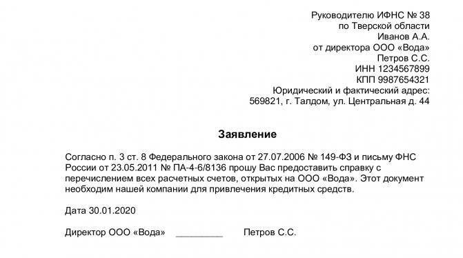 Справка из налоговой об открытых расчетных счетах — finfex.ru