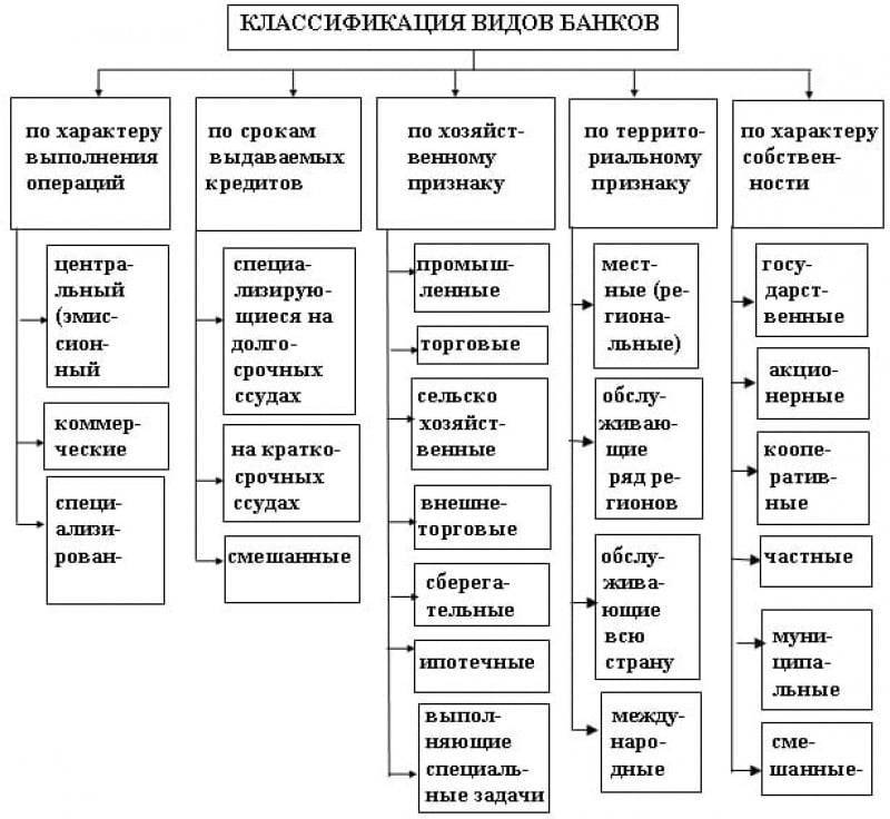 Виды и типы коммерческих банков: классификация