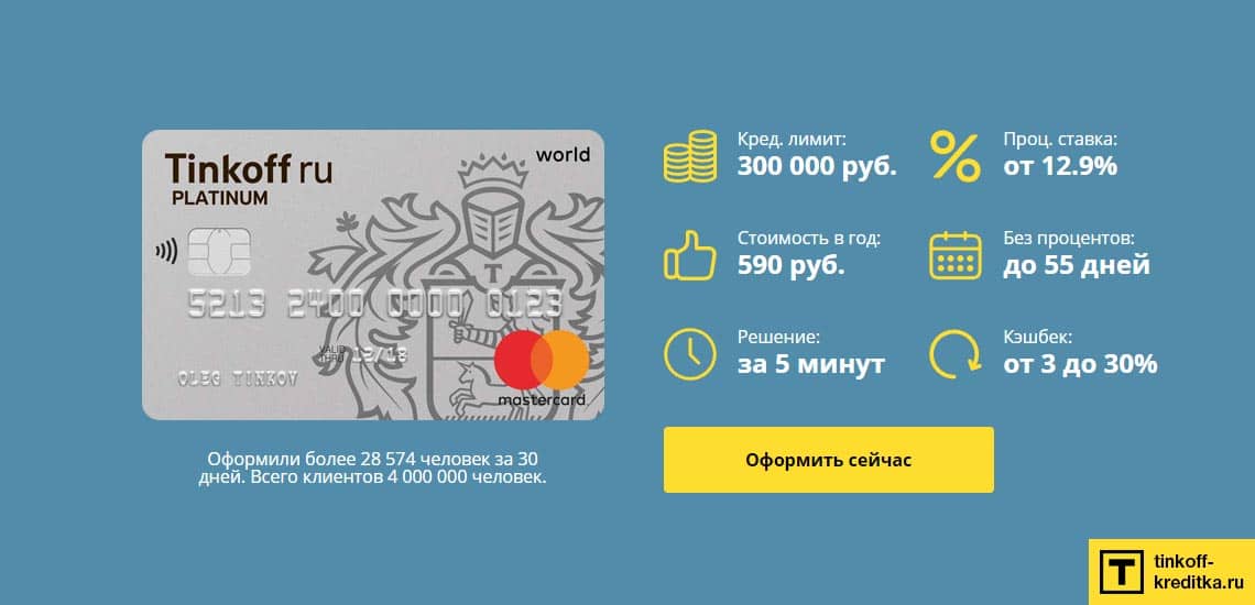 Кредитные карты Тинькофф банк: условия