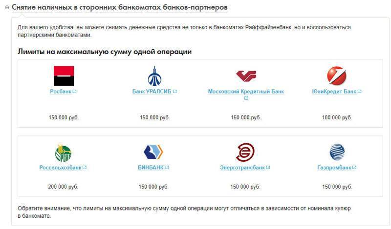 Партнеры банка россия: снятие наличных без комиссии, тарифы