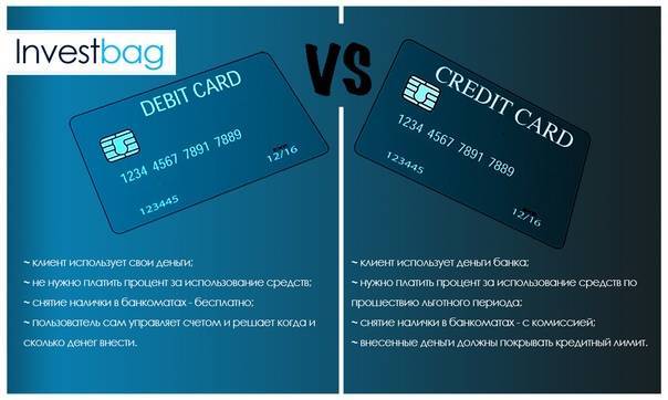 Чем отличается дебетовая карта от кредитной? назначение, услуги и внешние различия