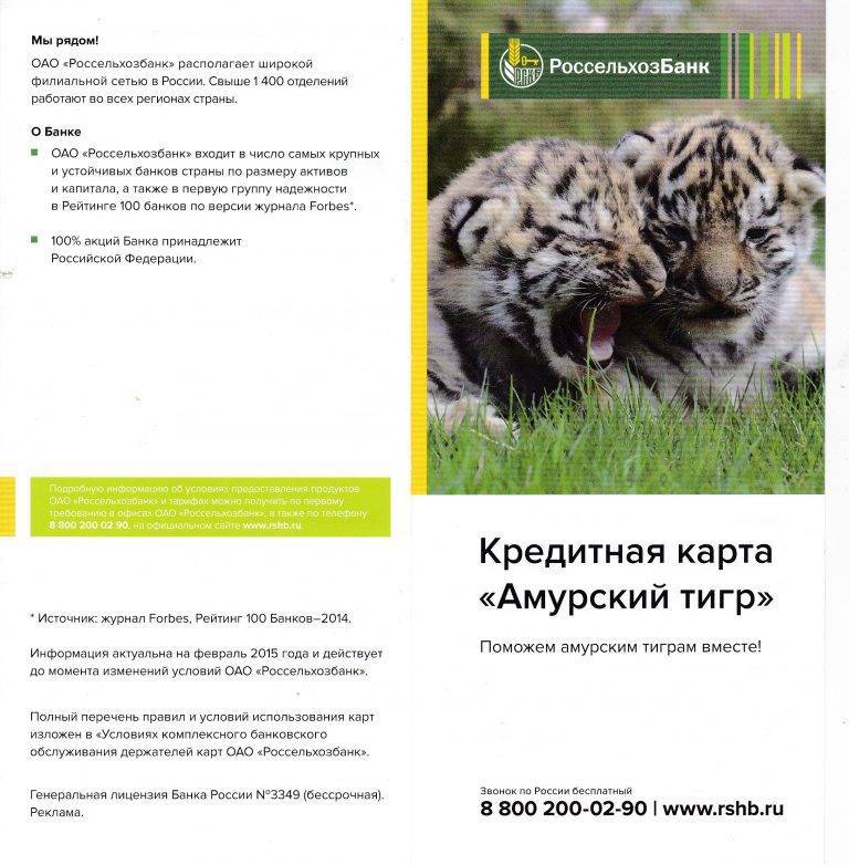 Карта «амурский тигр» россельхозбанка: дебетовая и кредитная | условия, тарифы и проценты